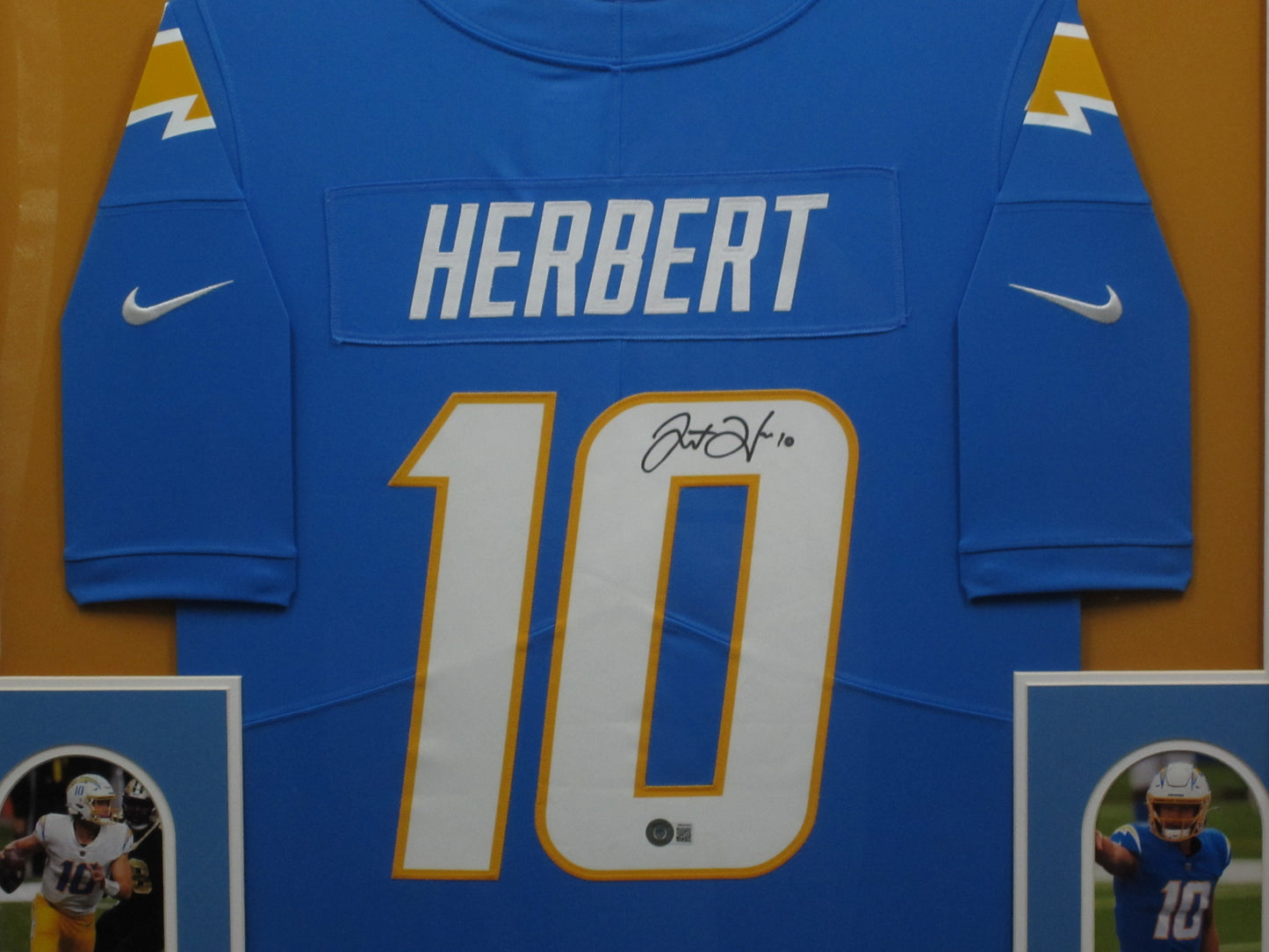 Los Angeles Chargers Justin Herbert Hand Signed Autographed Authentic Blue Jersey Framed & Matted with BECKETT COA