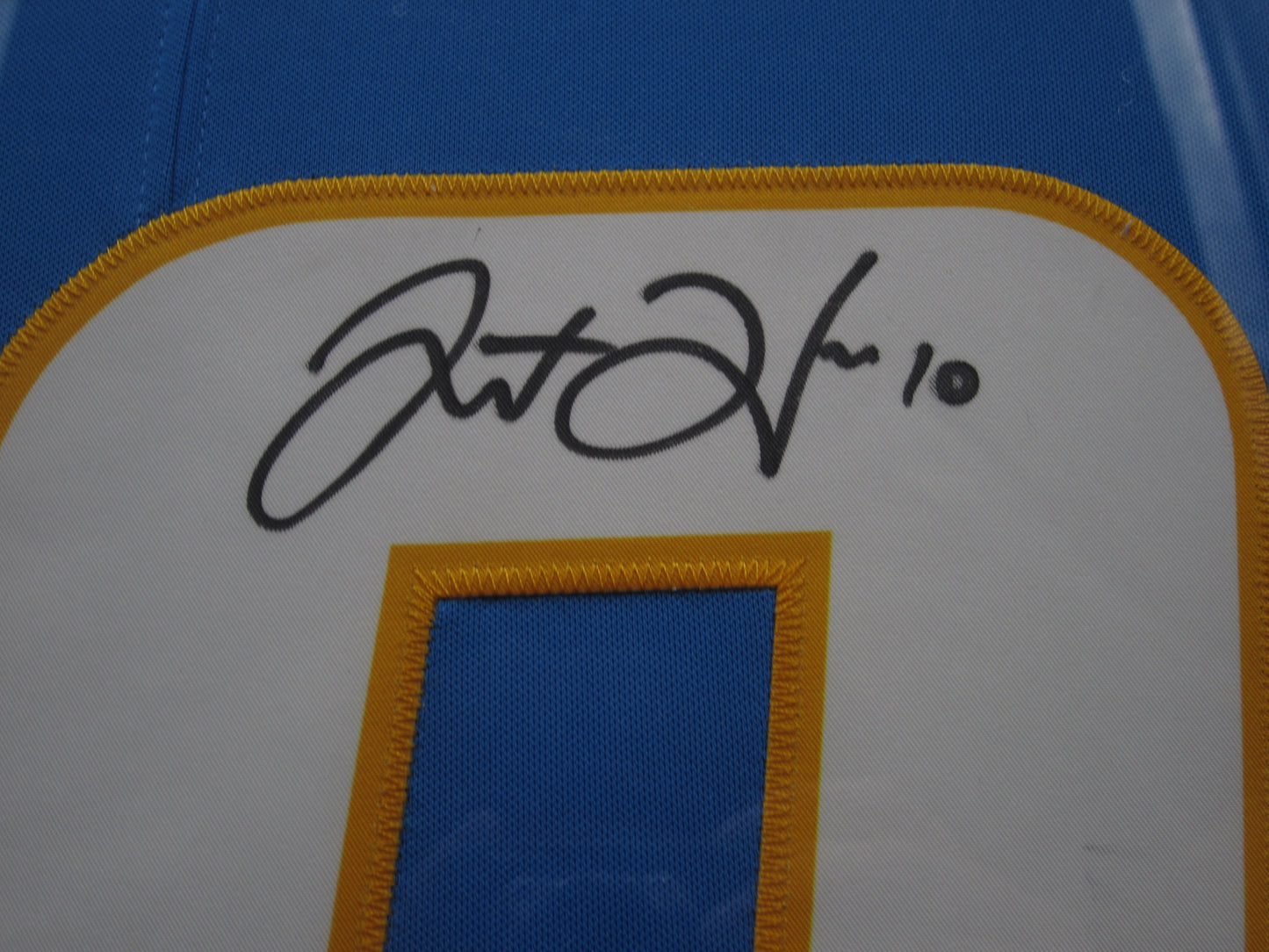 Los Angeles Chargers Justin Herbert Hand Signed Autographed Authentic Blue Jersey Framed & Matted with BECKETT COA