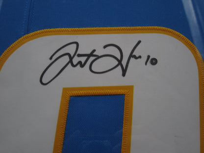 Los Angeles Chargers Justin Herbert Hand Signed Autographed Authentic Blue Jersey Framed & Matted with BECKETT COA