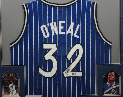 Orlando Magic Shaquille O'Neal Hand Signed Autographed Custom Pin Striped Jersey Framed & Matted with BECKETT COA