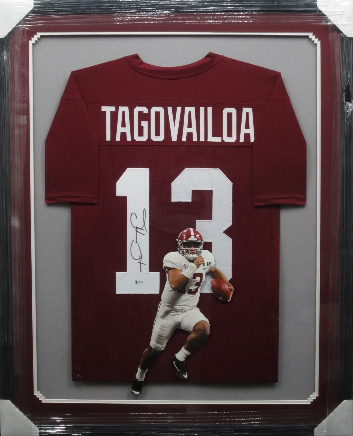 Alabama Crimson Tide Tua Tagovailoa Hand Signed Autographed Maroon Jersey Framed & Matted with BECKETT COA