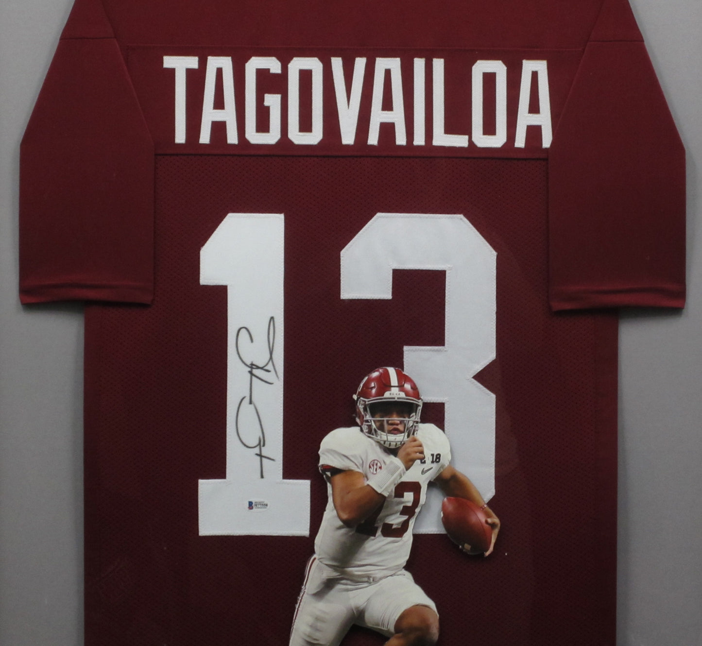 Alabama Crimson Tide Tua Tagovailoa Hand Signed Autographed Maroon Jersey Framed & Matted with BECKETT COA