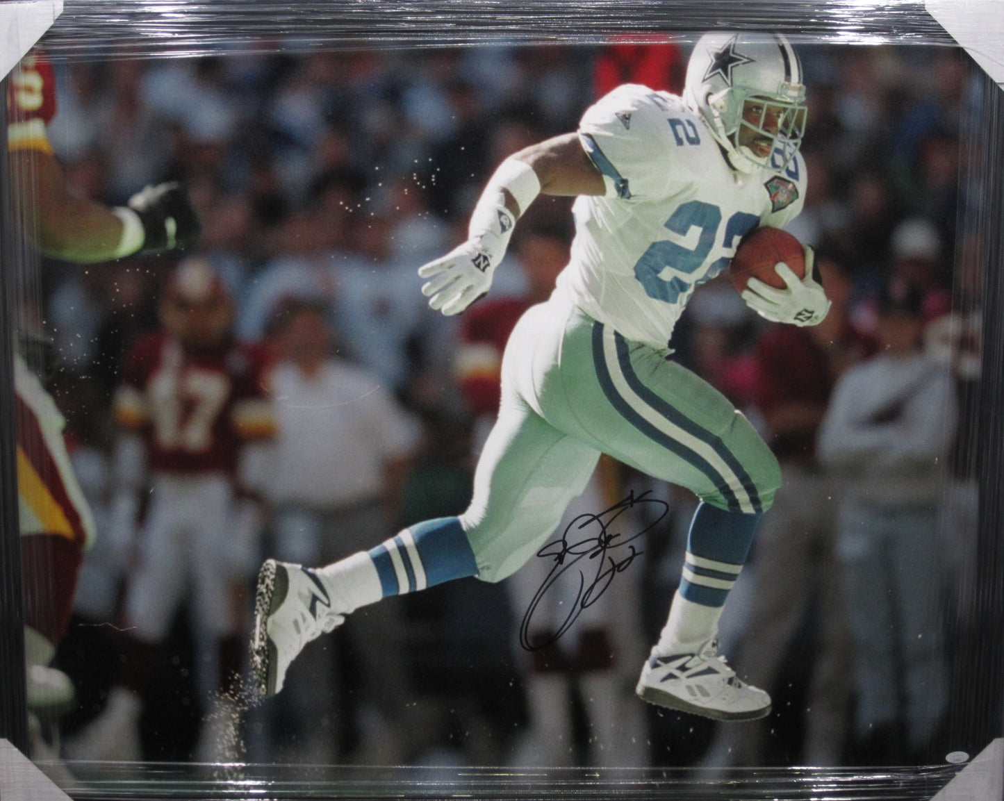 Dallas Cowboys Emmitt Smith Hand Signed Autographed Large Canvas Custom Framed & Matted with JSA COA