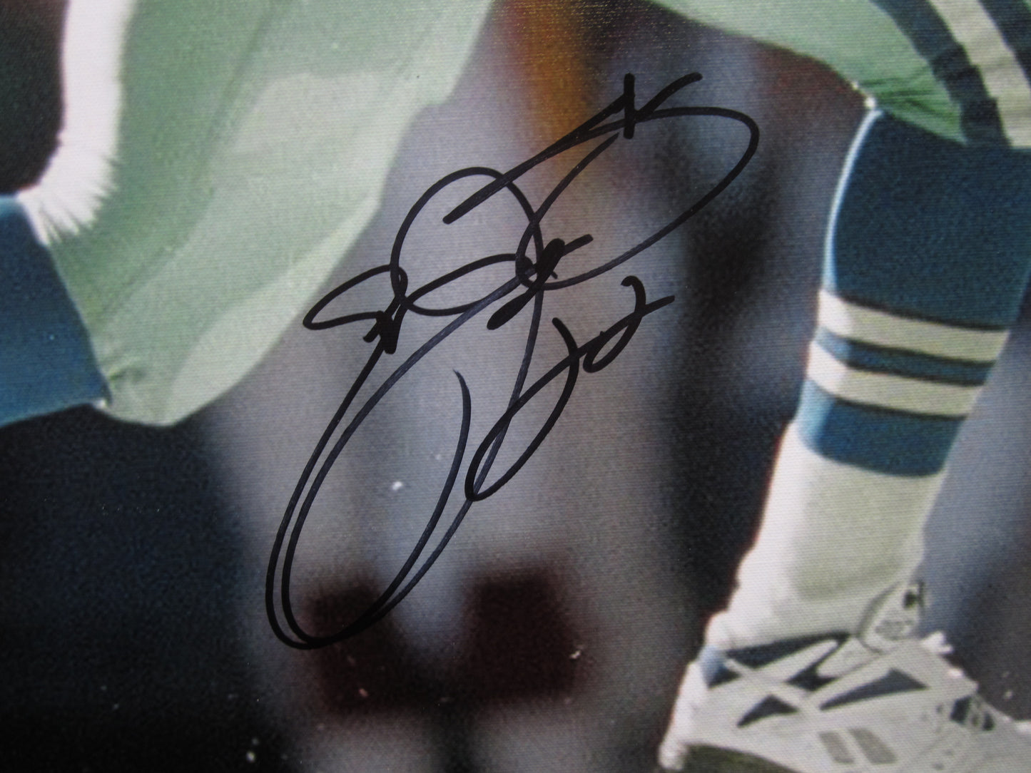 Dallas Cowboys Emmitt Smith Hand Signed Autographed Large Canvas Custom Framed & Matted with JSA COA