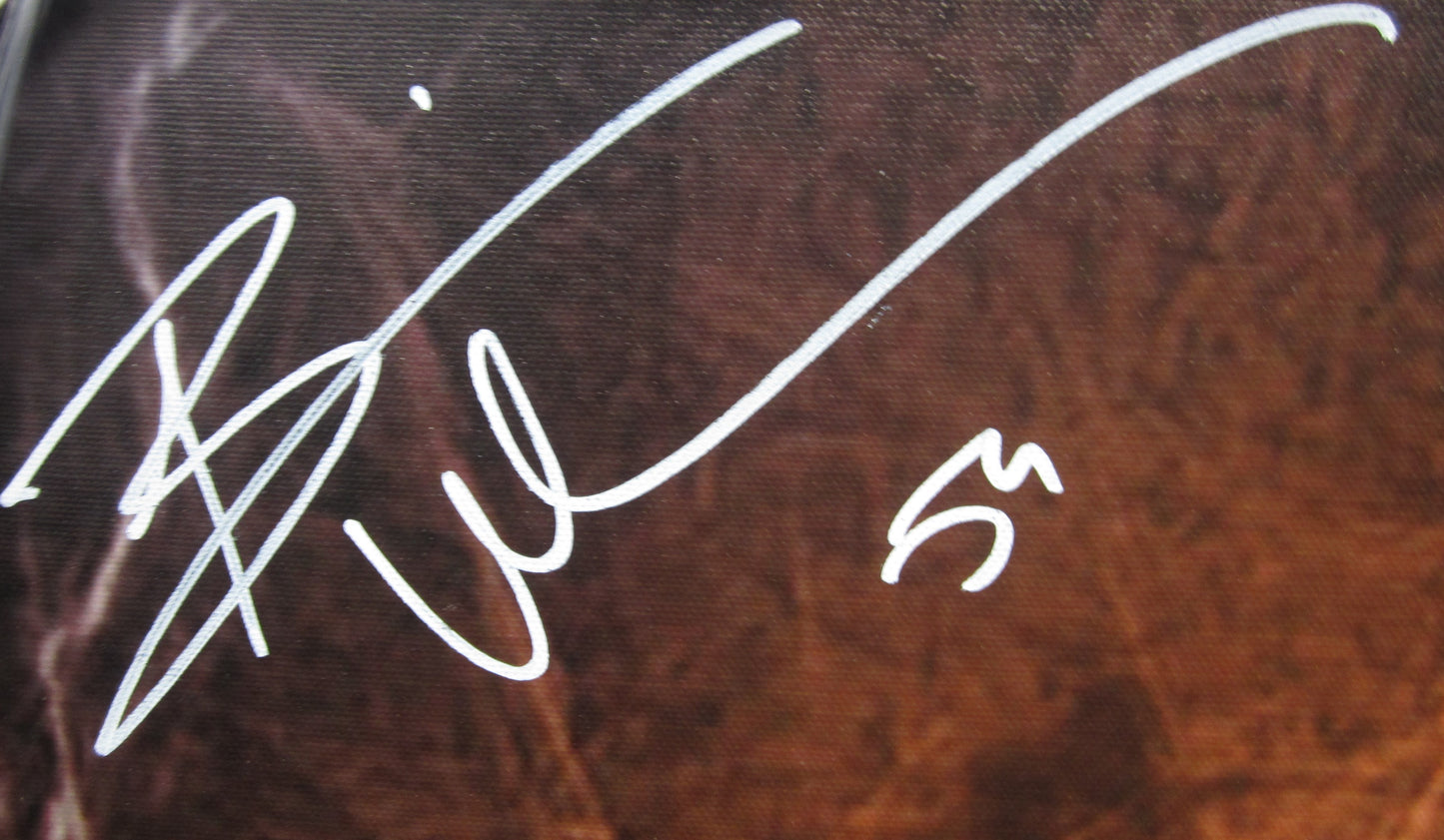 Brian Urlacher Hand Signed Autographed Large NFL Collage Canvas Custom Framed & Matted with JSA COA
