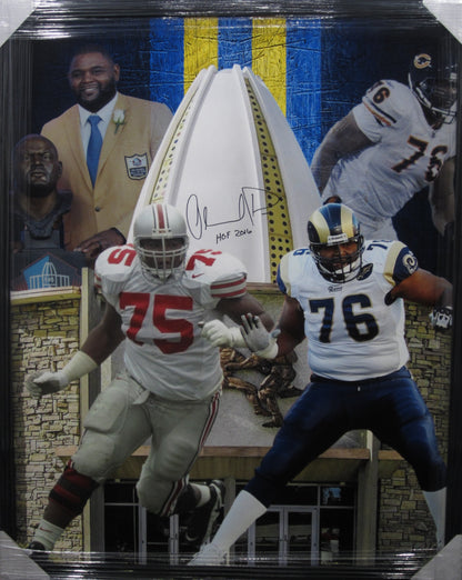 Orlando Pace Hand Signed Autographed Large NFL Collage Canvas Custom Framed & Matted with JSA COA