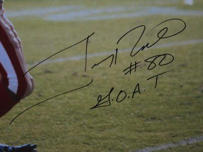 San Francisco 49ers Jerry Rice Hand Signed Autographed Large Canvas with G.O.A.T Inscription Framed & Matted with JSA COA