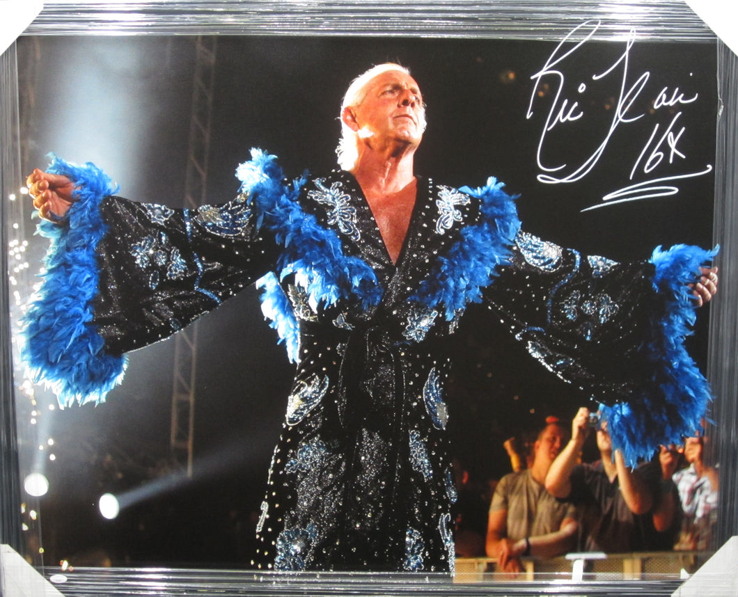 American Professional Wrestler Ric Flair Signed Large Canvas with 16X Inscription Framed & Matted with JSA COA