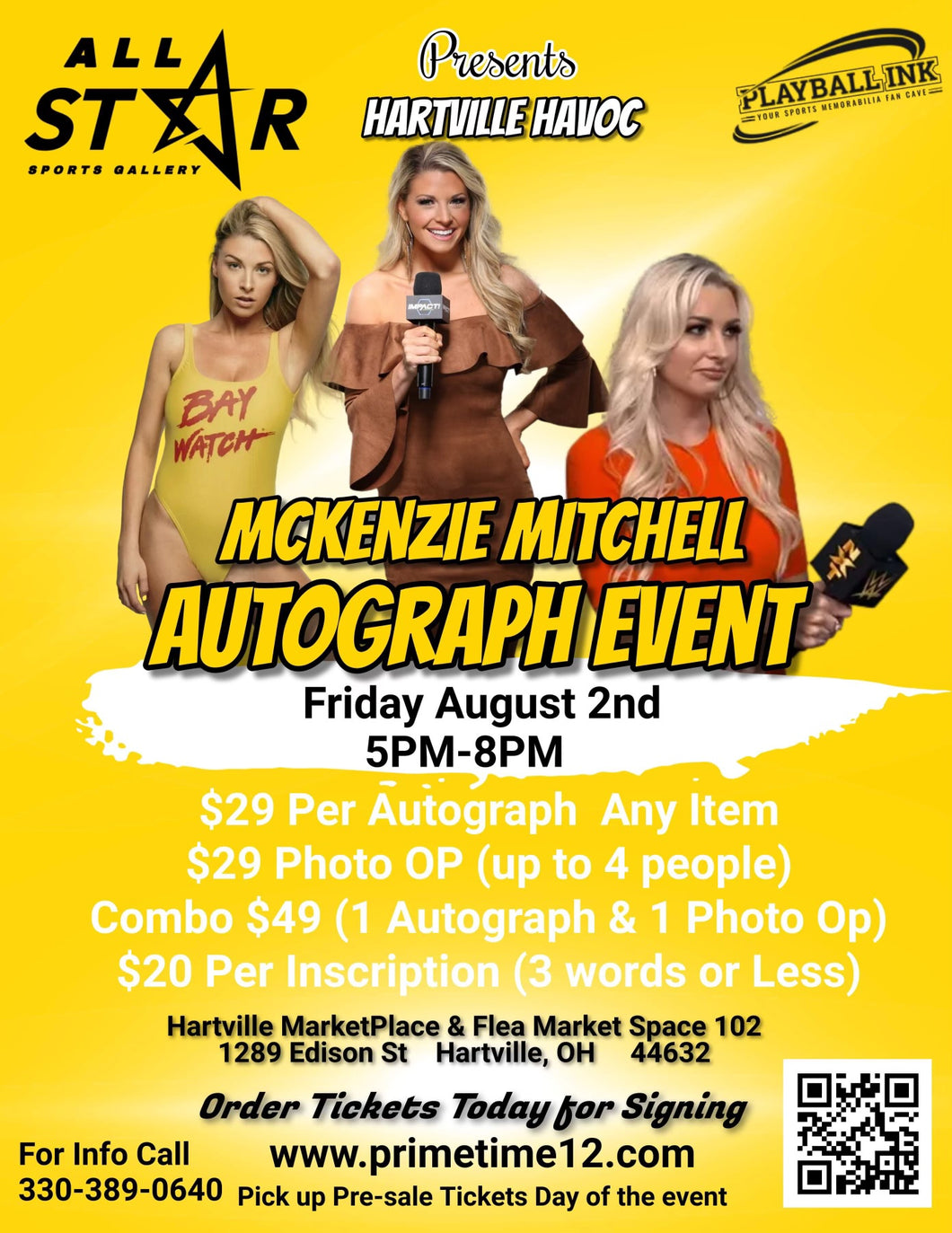 McKenzie Mitchell (Former NXT Interviewer) Pre-Sale for PHOTO OP ticket to have your photo taken with her