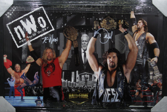 American Professional Wrestler Kevin "Diesel" Nash Hand Signed Autographed Large Collage Canvas Custom Framed & Matted with PSA COA