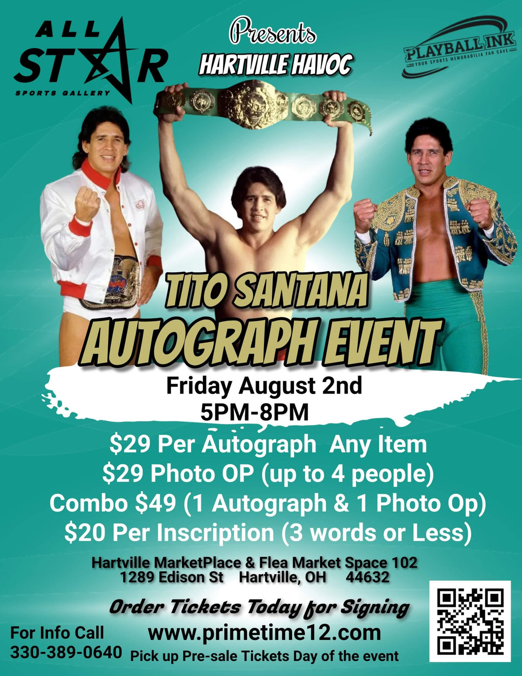 TITO SANTANA Pre-Sale for PHOTO OP ticket to have your photo taken with him