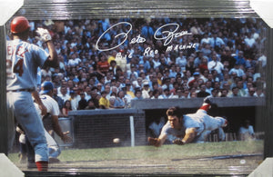 Cincinnati Reds Pete Rose Signed Large Canvas with BIG RED MACHINE Inscription Framed & Matted with PSA COA