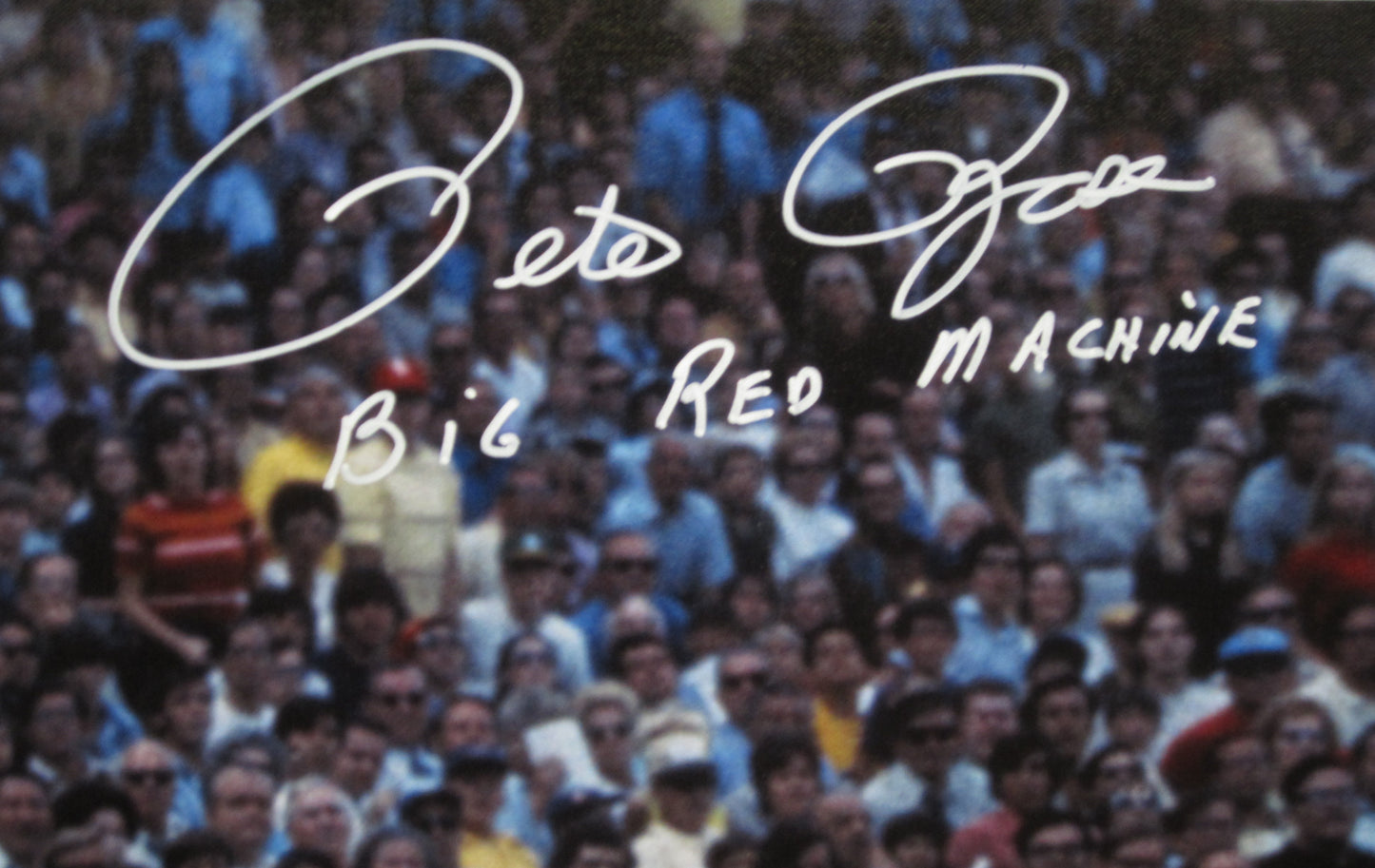 Cincinnati Reds Pete Rose Hand Signed Autographed Large Canvas with BIG RED MACHINE Inscription Framed & Matted with PSA COA