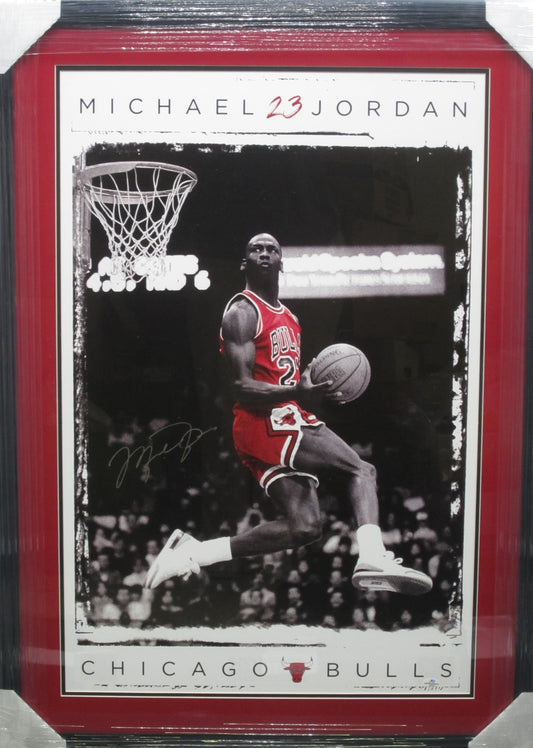 Chicago Bulls Michael Jordan Hand Signed Autographed Large Poster Custom Framed & Matted with COA