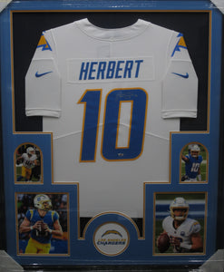 Los Angeles Chargers Justin Herbert Signed Jersey Framed & Matted with FANATICS Authentic COA