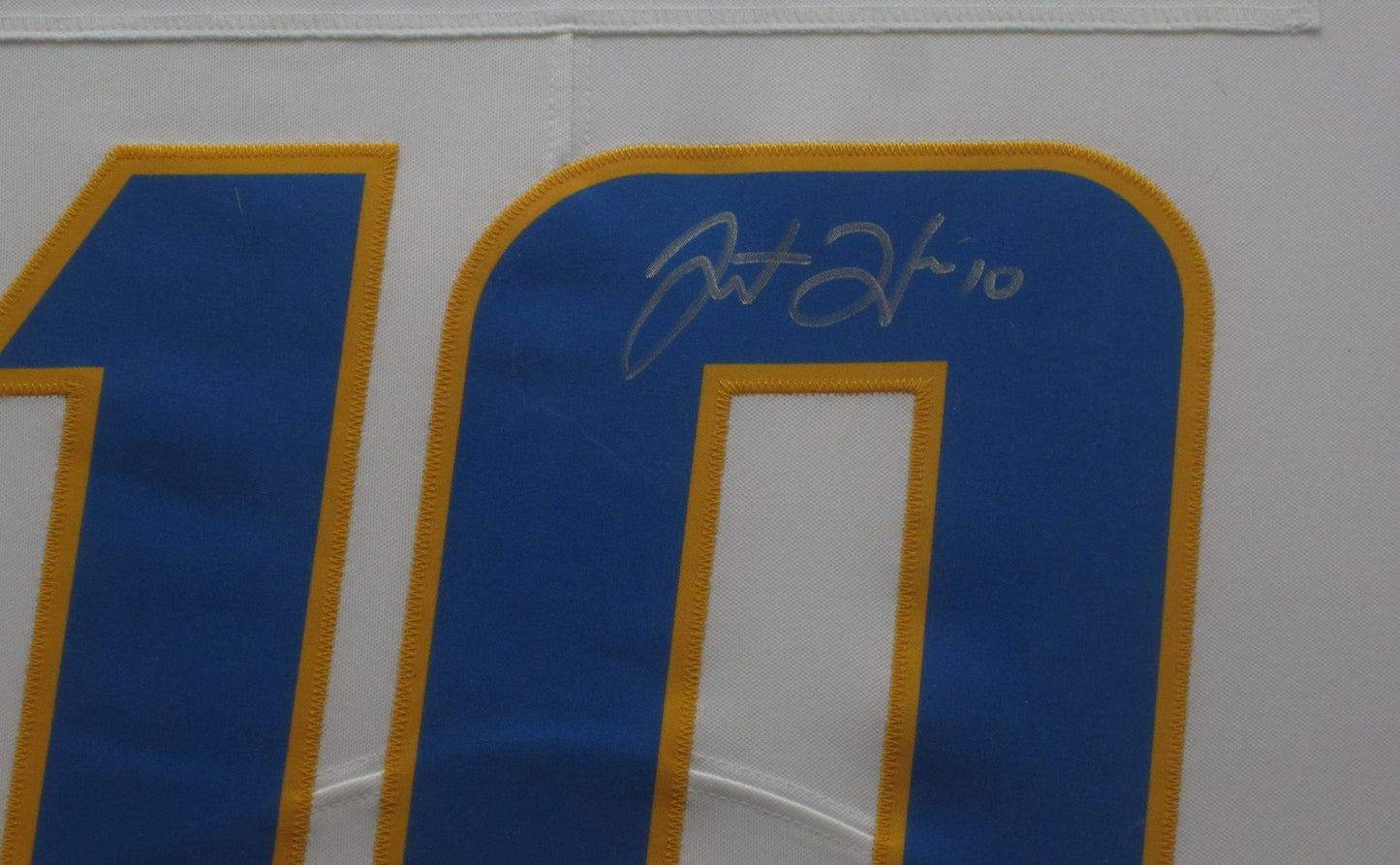 Los Angeles Chargers Justin Herbert Hand Signed Autographed Authentic White Jersey Framed & Matted with FANATICS Authentic COA