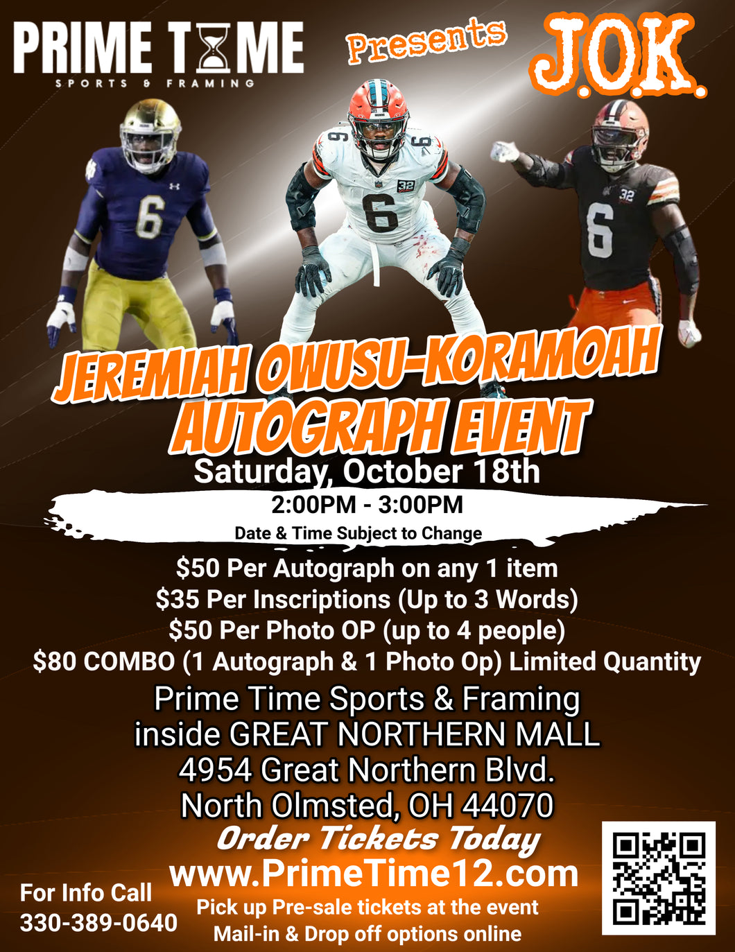 Jeremiah Owusu-Koramoah Pre-Sale LIMITED COMBO GET ANY 1 ITEM SIGNED & PHOTO OP