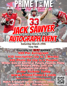 Jack Sawyer The Ohio State Buckeyes National Champion DE 3/29/25 at Polaris Fashion Place Pre-Sale ticket for PHOTO OP to have your photo taken (up to 4 people at once) with the player