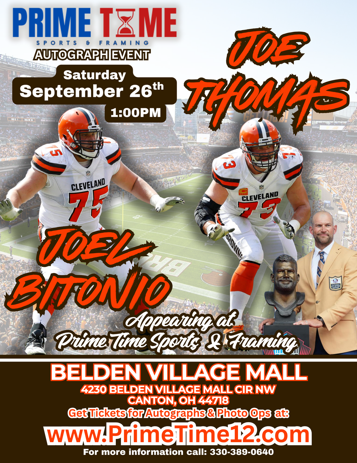 Joe Thomas 9/26/26 at Belden Village Mall Pre-Sale ticket for autograph signing