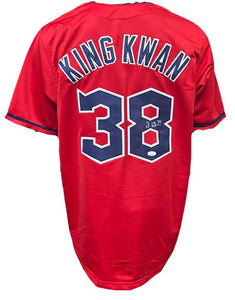 Cleveland Guardians Steven Kwan "King Kwan" Hand Signed Autographed Custom Red Jersey with JSA COA