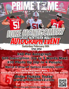 Luke Montgomery The Ohio State Buckeyes National Champion OL LG 2/8/25 at Great Northern Mall Pre-Sale ticket for PHOTO OP to have your photo taken (up to 4 people at once) with the player