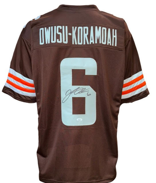 Cleveland Browns Jeremiah Owusu-Koramoah Hand Signed Autographed Custom Brown Jersey with Prime Time Witness COA