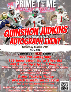 Quinshon Judkins The Ohio State Buckeyes National Champion RB 3/29/25 at Polaris Fashion Place Pre-Sale ticket for PHOTO OP to have your photo taken (up to 4 people at once) with the player