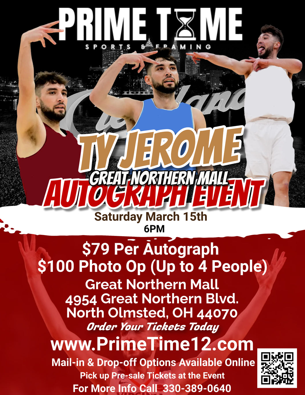 Ty Jerome of the Cleveland Cavaliers 3/15/25 at Great Northern Mall Pre-Sale ticket for PHOTO OP to have your photo taken (up to 4 people at once) with the player