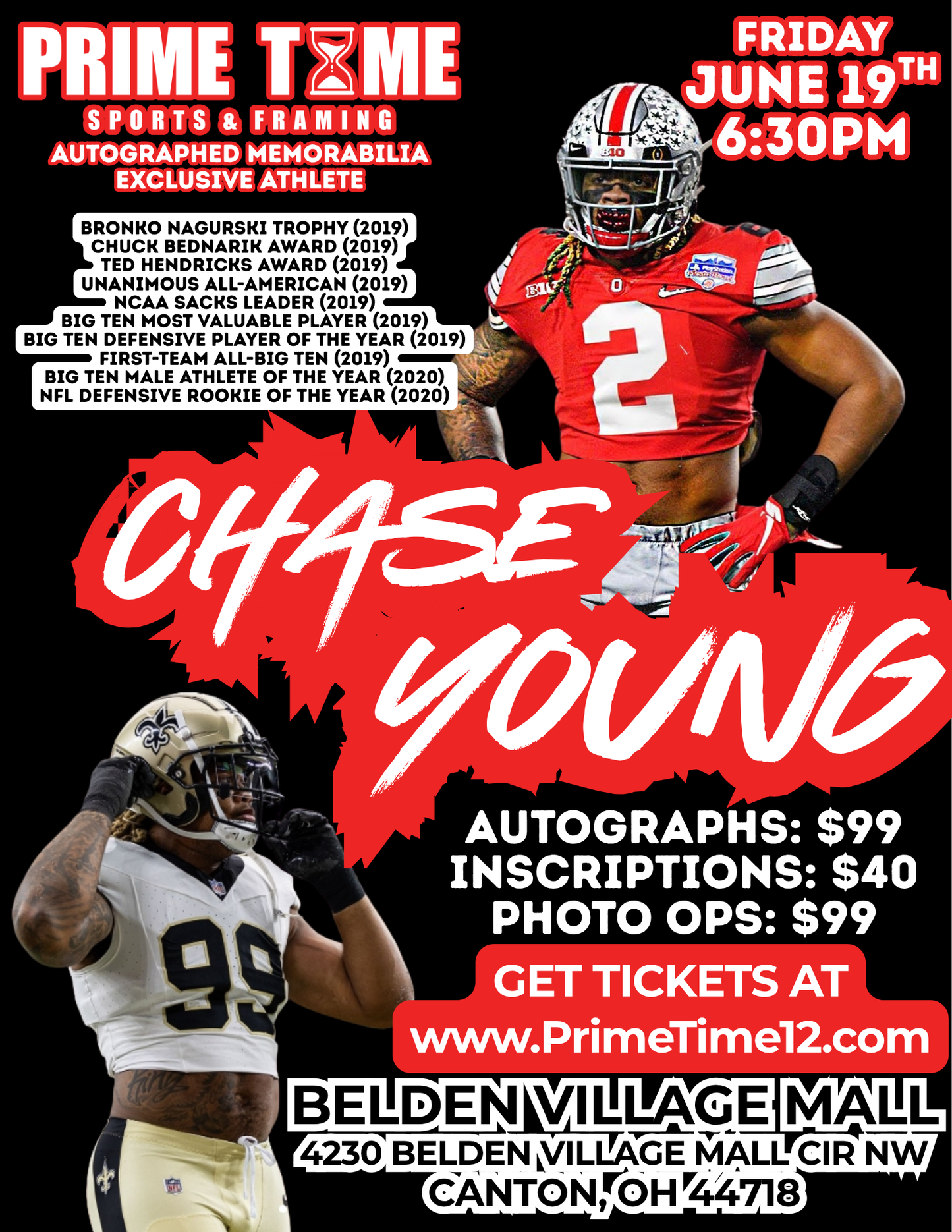 Chase Young 6/19/26 at Belden Village Mall Pre-Sale ticket for autograph signing on any 1 item