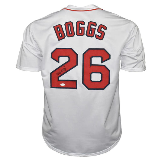 Boston Red Sox Wade Boggs Hand Signed Autographed Custom White Jersey JSA COA