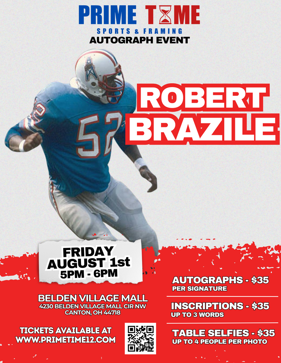 Robert Brazile 8/1/25 at Belden Village Mall Pre-Sale ticket for TABLE – Prime Time Sports &amp; Framing