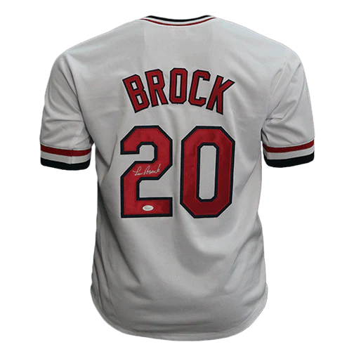 St Louis Cardinals Lou Brock Hand Signed Autographed Custom White Jersey JSA COA