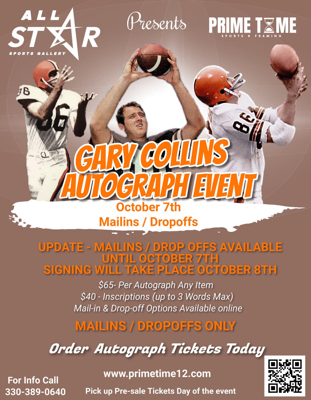 Gary Collins Pre-Sale ticket for autograph signing on any 1 item