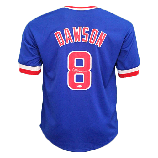 Chicago Cubs Andre Dawson Hand Signed Autographed Custom Blue Jersey JSA COA