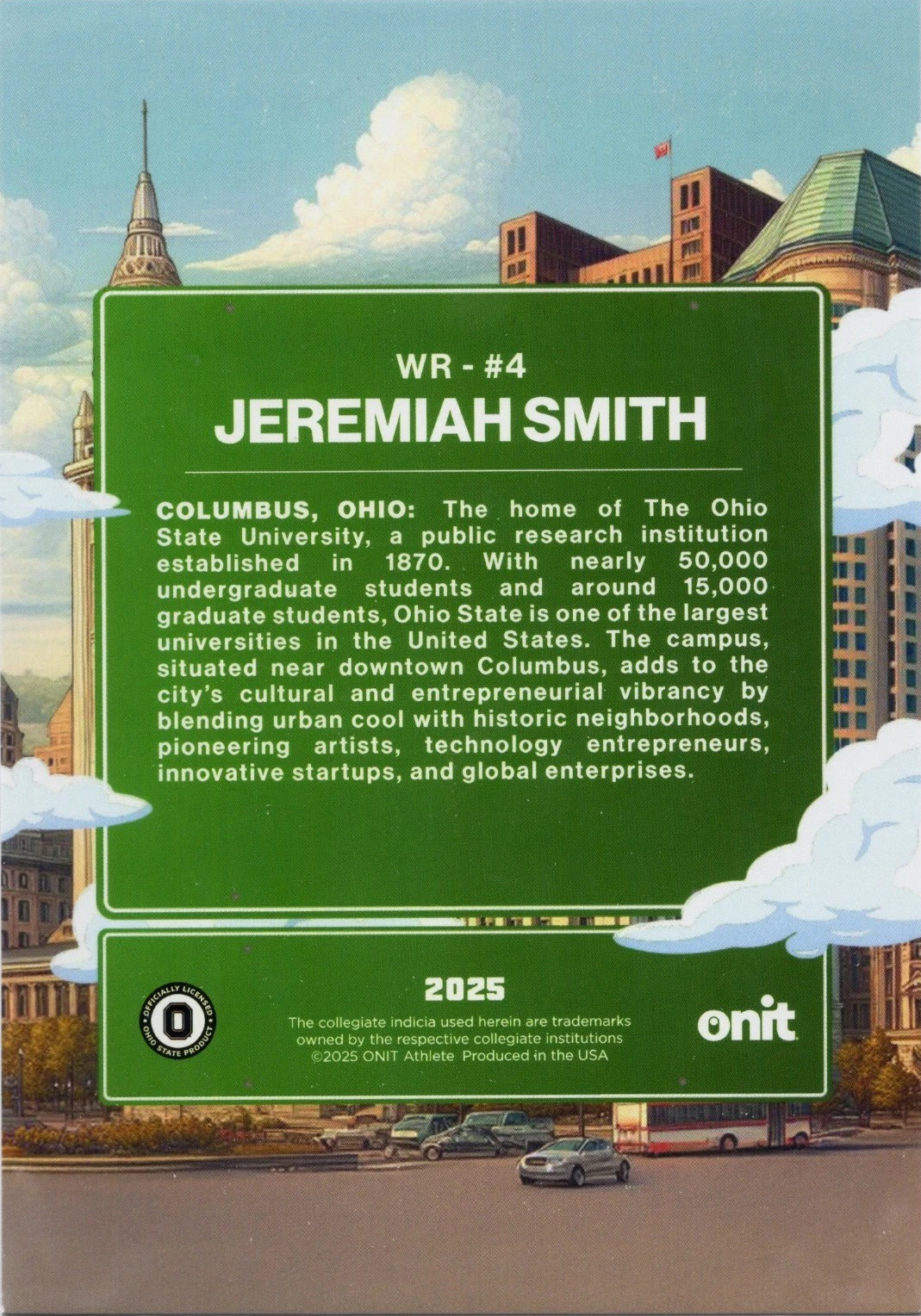 Pre-Sale Jeremiah Smith Hand Signed Autographed Oversized 5x7 Jumbo 2025 Onit City Limits Card