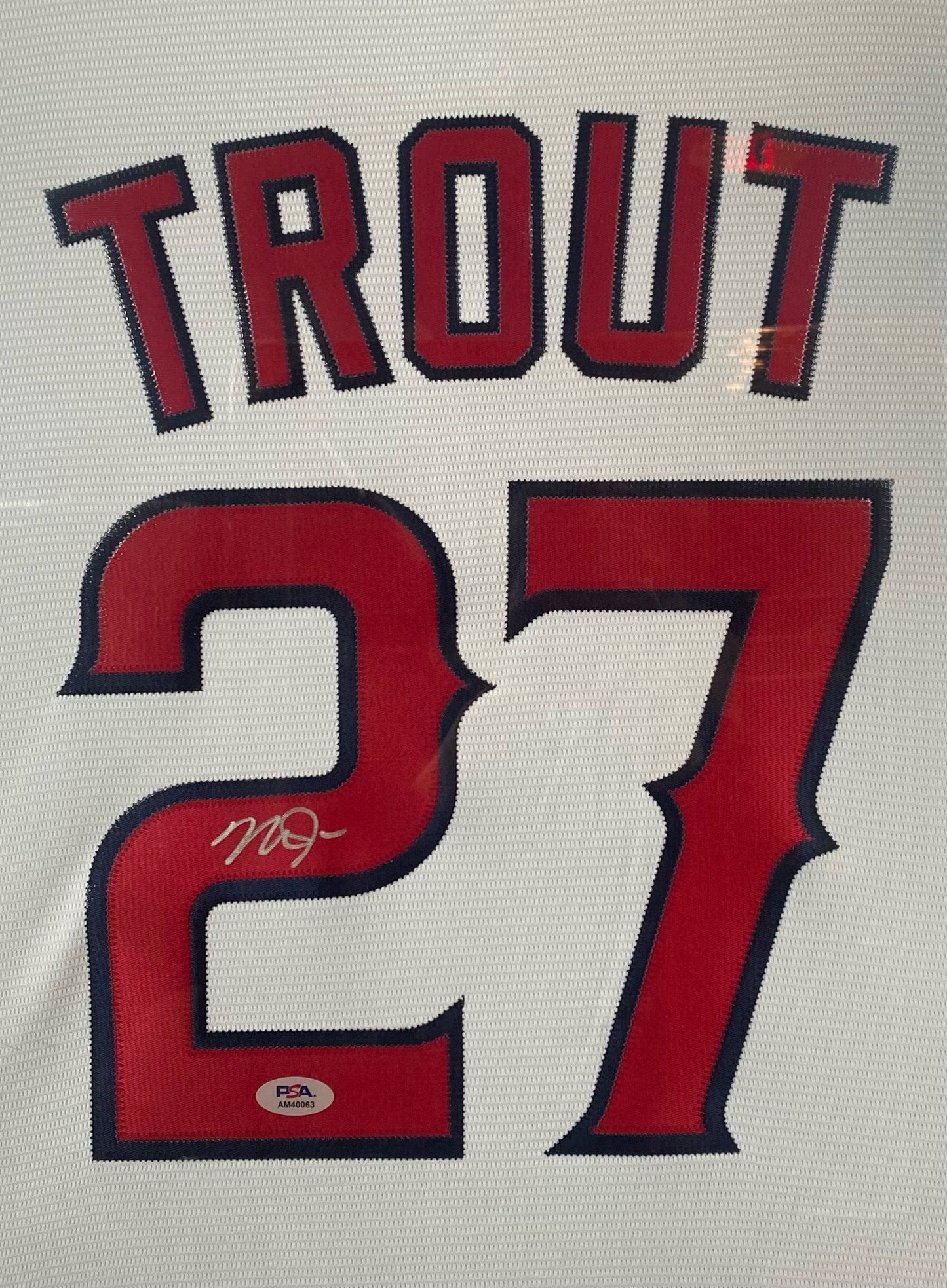Los Angeles Angels Mike Trout Hand Signed Autographed Authentic White Jersey Custom Framed & Suede Matted with LED & VIDEO with PSA COA