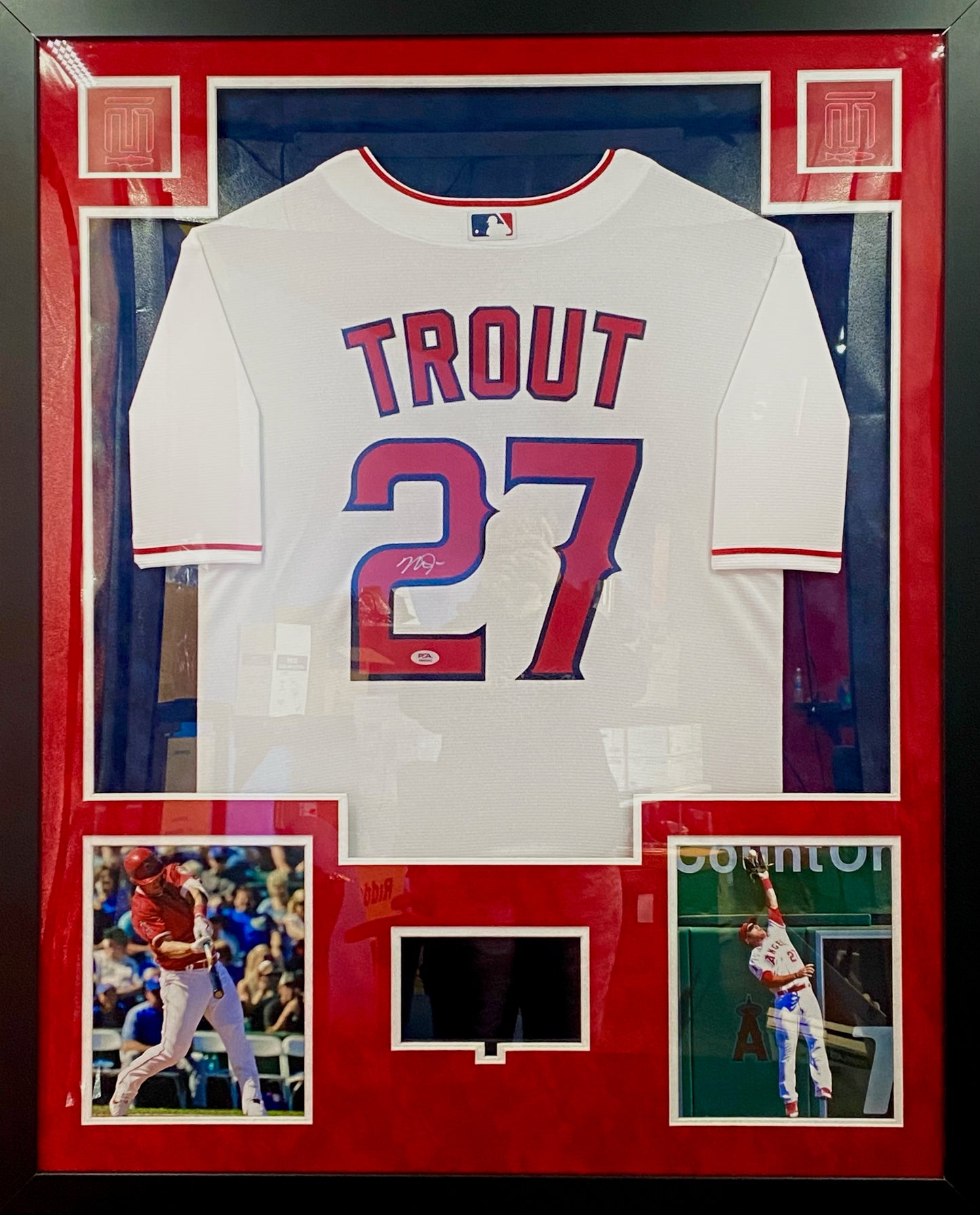 Los Angeles Angels Mike Trout Hand Signed Autographed Authentic White Jersey Custom Framed & Suede Matted with LED & VIDEO with PSA COA