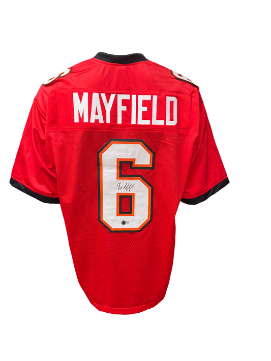 Tampa Bay Buccaneers Baker Mayfield Hand Signed Autographed Custom Red Jersey Beckett COA