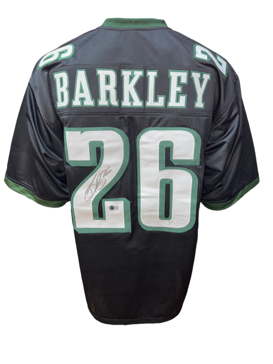 Philadelphia Eagles Saquon Barkley Hand Signed Autographed Custom Black Jersey Beckett COA