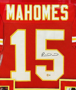 Kansas City Chiefs Patrick Mahomes Signed Jersey Custom Framed & Suede Matted with LED & VIDEO with BECKETT COA