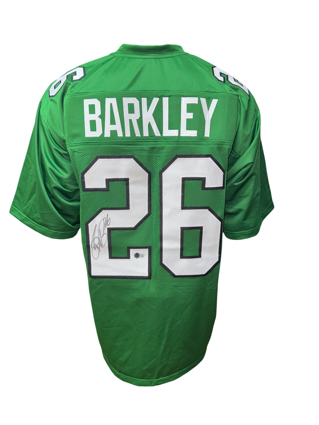 Philadelphia Eagles Saquon Barkley Hand Signed Autographed Custom Green Jersey Beckett COA