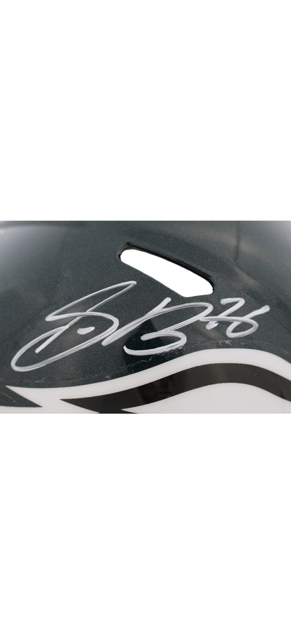 Philadelphia Eagles Saquon Barkley Hand Signed Autographed Full Sized Authentic Green Helmet with Beckett COA