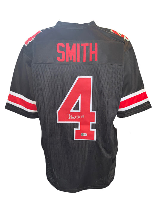 Ohio State Buckeyes Jeremiah Smith Hand Signed Autographed Custom Black Jersey Beckett COA