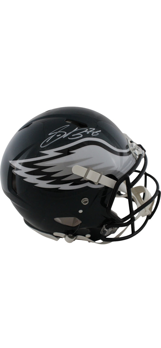 Philadelphia Eagles Saquon Barkley Hand Signed Autographed Full Sized Authentic Green Helmet with Beckett COA