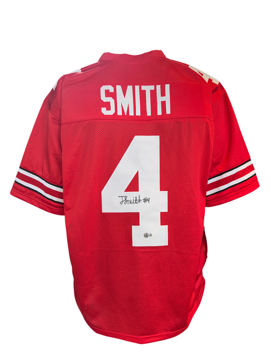 Ohio State Buckeyes Jeremiah Smith Hand Signed Autographed Custom Red Jersey Beckett COA