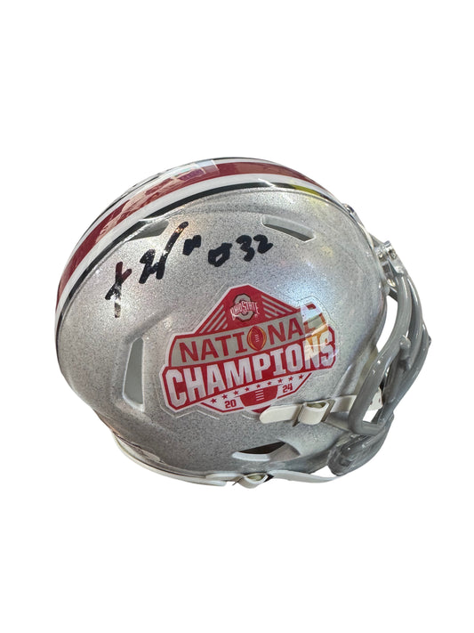 Ohio State Buckeyes TreVeyon Henderson Hand Signed Autographed National Champions Mini Helmet 5 STAR COA