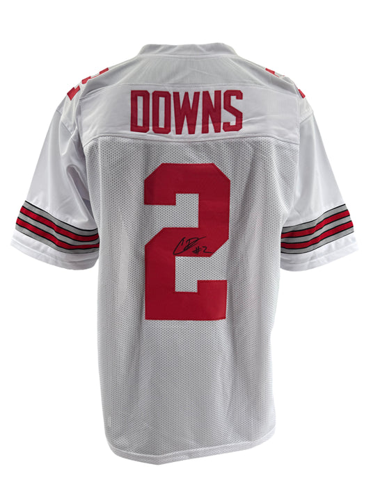 Ohio State Buckeyes Caleb Downs Hand Signed Autographed Custom White Jersey Swau COA