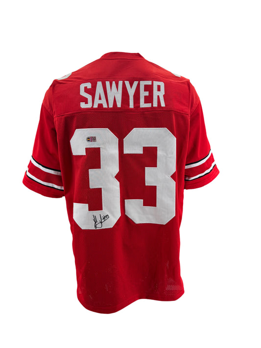 Ohio State Buckeyes Jack Sawyer Hand Signed Autographed Custom Red Jersey Swau COA