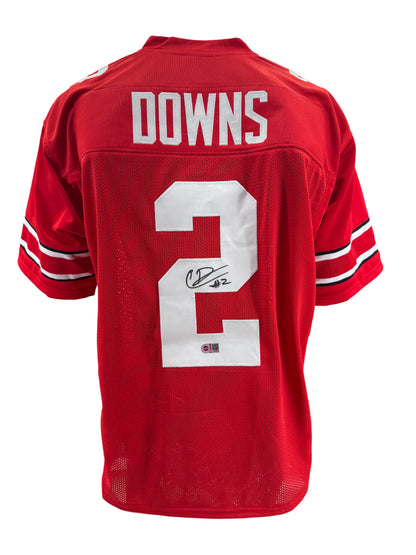 Ohio State Buckeyes Caleb Downs Hand Signed Autographed Custom Red Jersey Swau COA