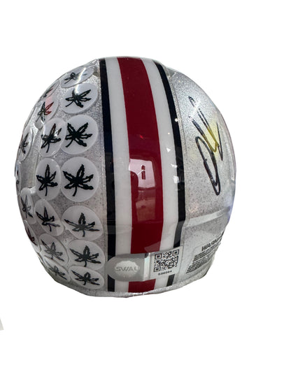 The Ohio State University Buckeyes Quinshon Judkins Hand Signed Autographed 2024 National Championship Mini Helmet Signed in Black includes SWAU COA